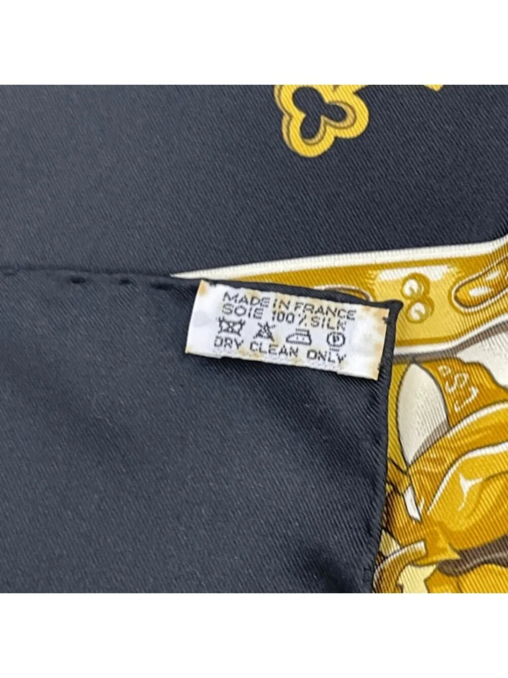 ★SOLD★ Hermes Scarf Carre 90 Scene with Horses la Vie a Cheval Gold Black - Picture 7 of 7